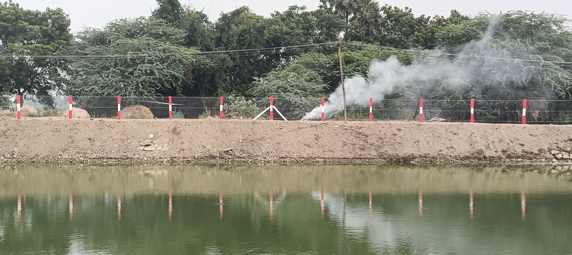Pond boundary fencing, Chennai